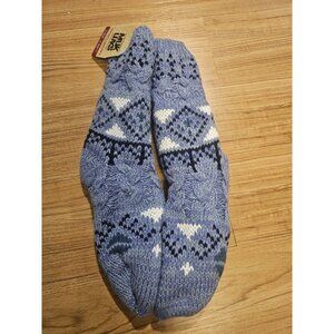 Muk Luks Womens Cabin Sock Blue One Size Size 6 to 10 Warm Cozy